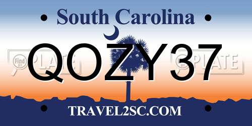 QOZY37 South Carolina License Plate