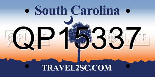 QP15337 South Carolina License Plate
