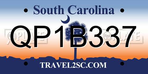 QP1B337 South Carolina License Plate