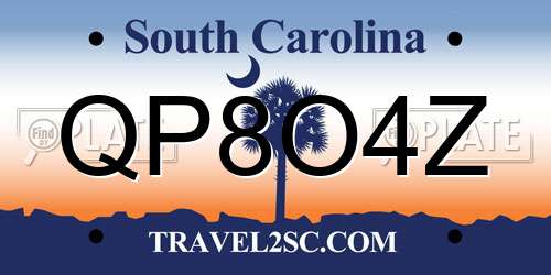 QP8O4Z South Carolina License Plate