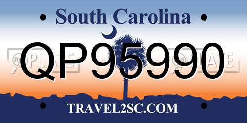 QP95990 South Carolina License Plate