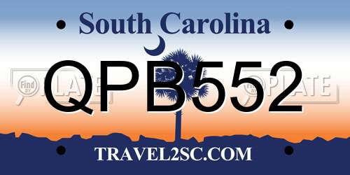 QPB552 South Carolina License Plate