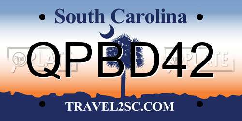 QPBD42 South Carolina License Plate