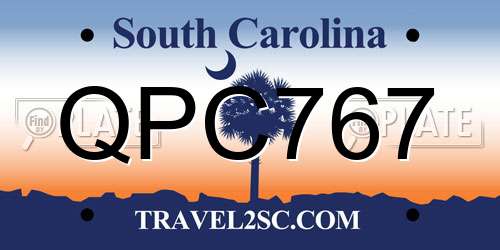 QPC767 South Carolina License Plate