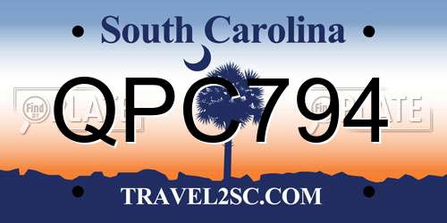 QPC794 South Carolina License Plate