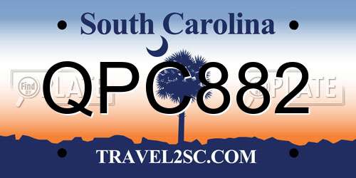 QPC882 South Carolina License Plate
