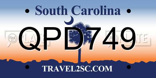 QPD749 South Carolina License Plate