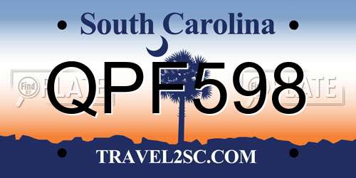 QPF598 South Carolina License Plate