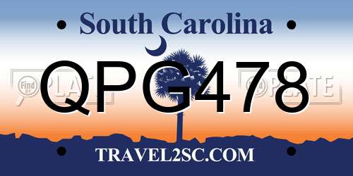 QPG478 South Carolina License Plate