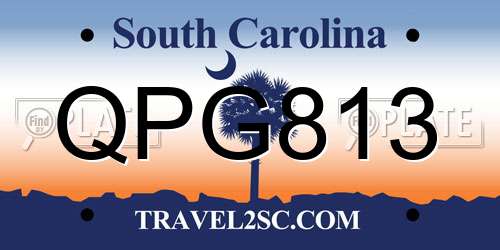 QPG813 South Carolina License Plate