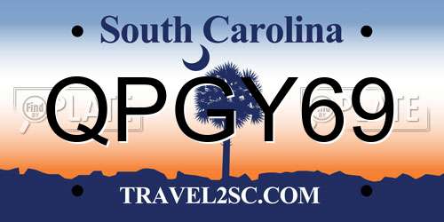QPGY69 South Carolina License Plate