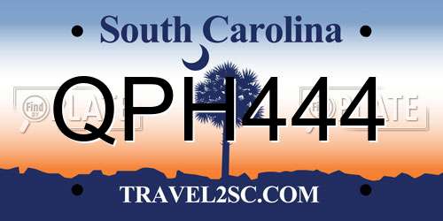 QPH444 South Carolina License Plate
