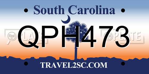 QPH473 South Carolina License Plate