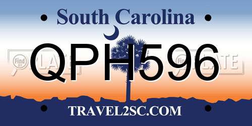 QPH596 South Carolina License Plate