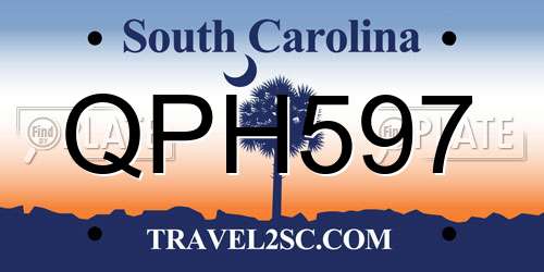 QPH597 South Carolina License Plate