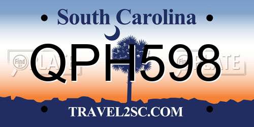 QPH598 South Carolina License Plate