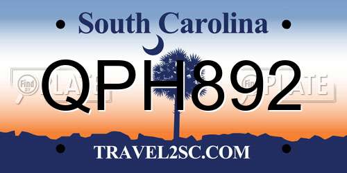 QPH892 South Carolina License Plate