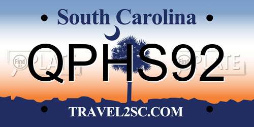 QPHS92 South Carolina License Plate