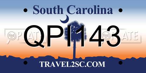 QPI143 South Carolina License Plate