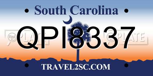 QPI8337 South Carolina License Plate