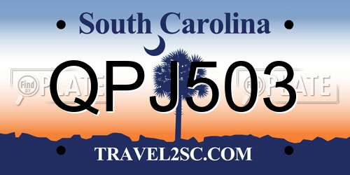 QPJ503 South Carolina License Plate