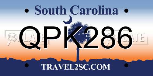 QPK286 South Carolina License Plate