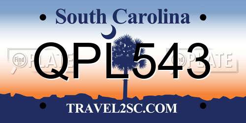 QPL543 South Carolina License Plate