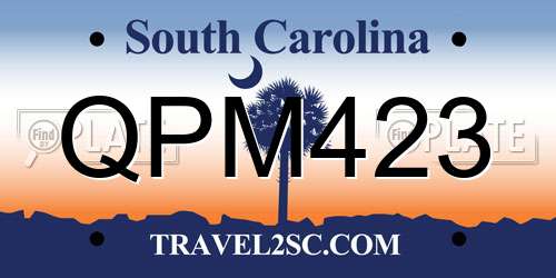 QPM423 South Carolina License Plate