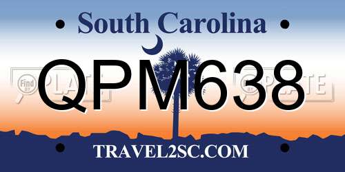 QPM638 South Carolina License Plate
