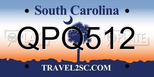 QPQ512 South Carolina License Plate