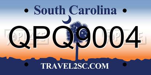 QPQ9004 South Carolina License Plate
