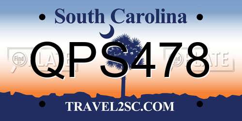 QPS478 South Carolina License Plate