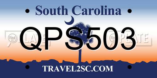 QPS503 South Carolina License Plate
