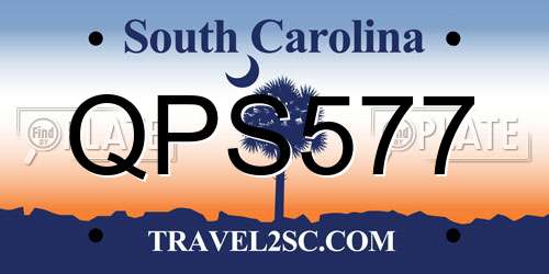 QPS577 South Carolina License Plate
