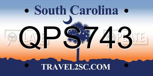 QPS743 South Carolina License Plate