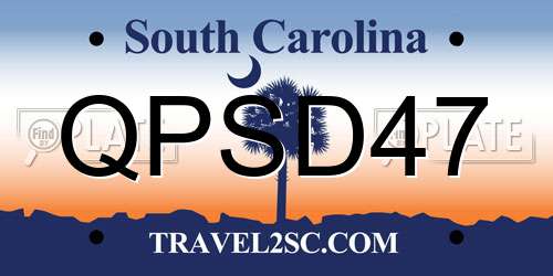 QPSD47 South Carolina License Plate