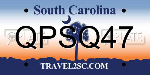 QPSQ47 South Carolina License Plate