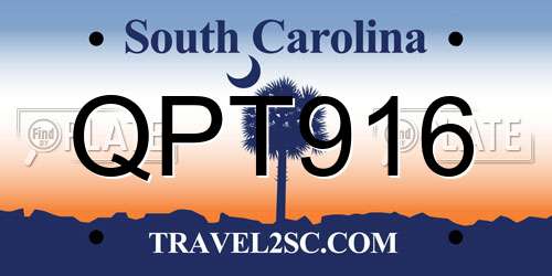 QPT916 South Carolina License Plate