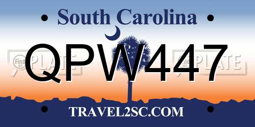 QPW447 South Carolina License Plate