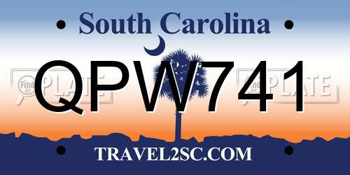 QPW741 South Carolina License Plate