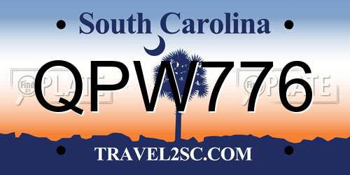 QPW776 South Carolina License Plate