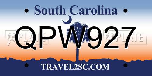 QPW927 South Carolina License Plate