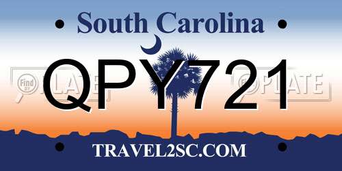QPY721 South Carolina License Plate