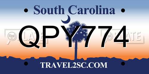 QPY774 South Carolina License Plate