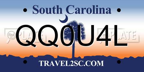 QQ0U4L South Carolina License Plate