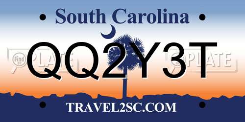 QQ2Y3T South Carolina License Plate