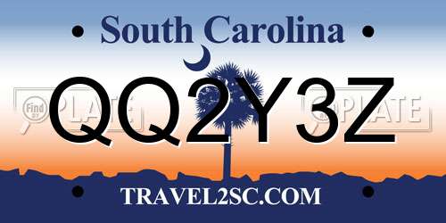 QQ2Y3Z South Carolina License Plate