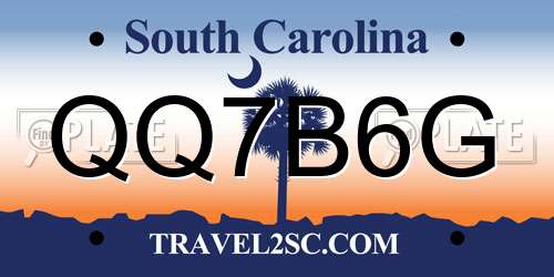 QQ7B6G South Carolina License Plate