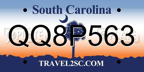 QQ8P563 South Carolina License Plate
