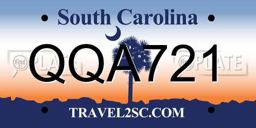 QQA721 South Carolina License Plate